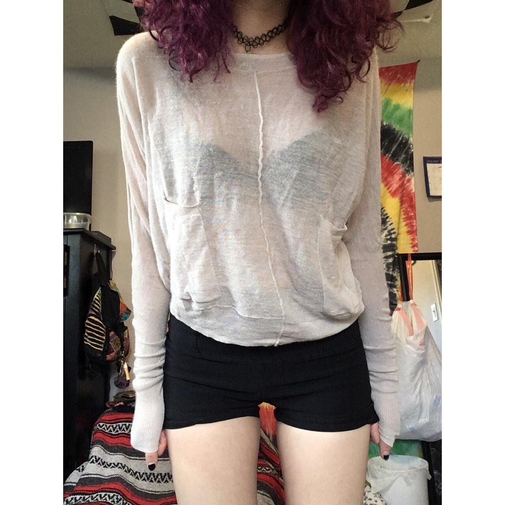 Sheer tan sweater